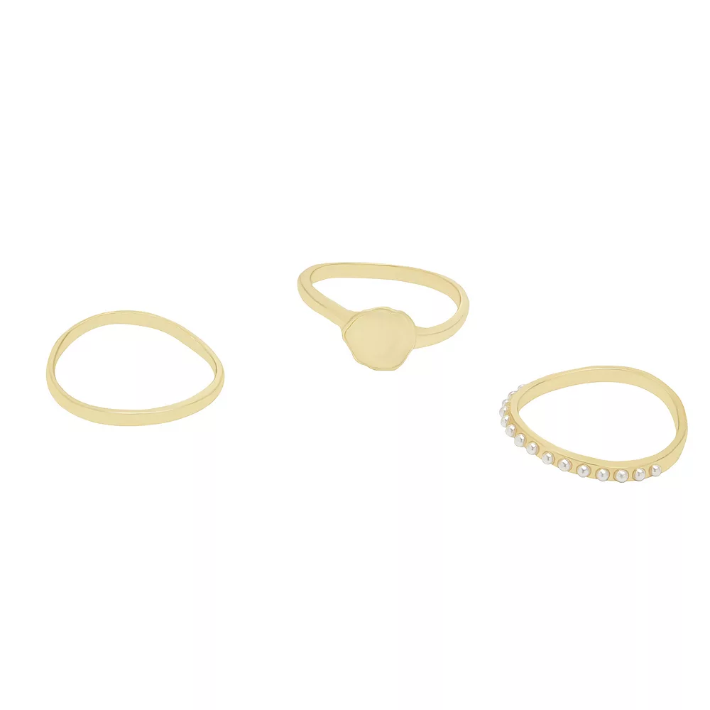 Sonoma Goods For Life® Gold Tone Medallion & Simulated Pearl 3-piece Ring Set 3 Sonoma Goods For Life® Gold Tone Medallion & Simulated Pearl 3-piece Ring Set