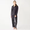 Women's Sonoma Goods For Life® Velour Pajama Shirt & Pajama Pants Sleep Set -Sonoma Goods For Life Women 6076017 Black Leopard