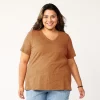 Plus Size Sonoma Goods For Life® Everyday V-Neck Tee -Sonoma Goods For Life Women 6264488 Texture Brown
